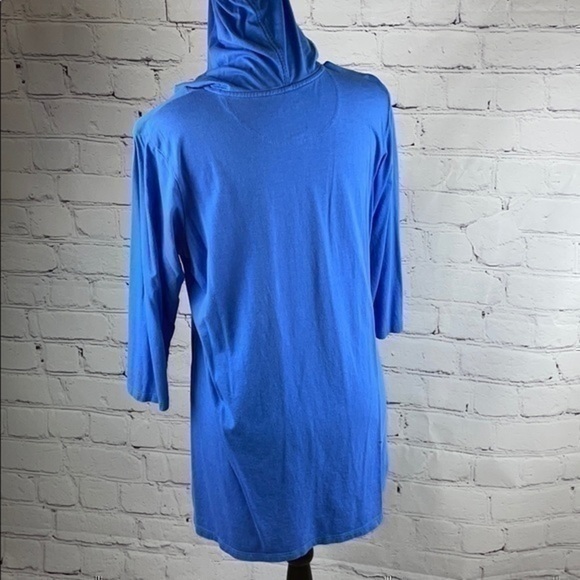 Black Dog blue hood tunic 2/3 length sleeve top S - Picture 6 of 8